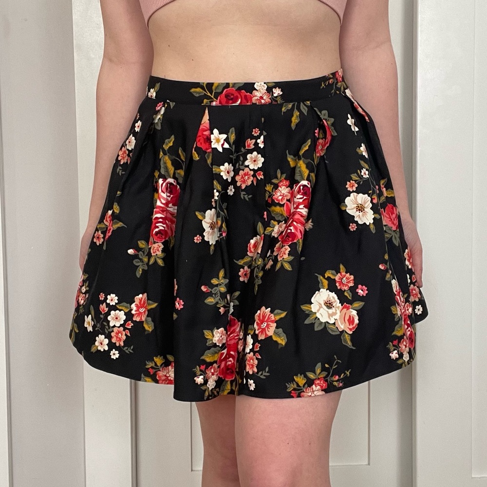 Black & Red Floral Skirt